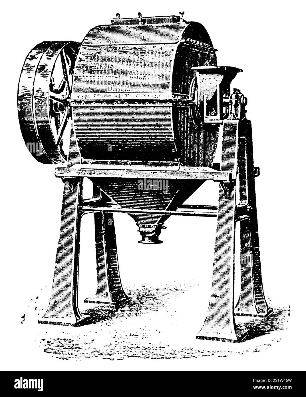 Moulin à balles Illustration du XIXe siècle. Allemagne. Arrière-plan blanc. Banque D'Images