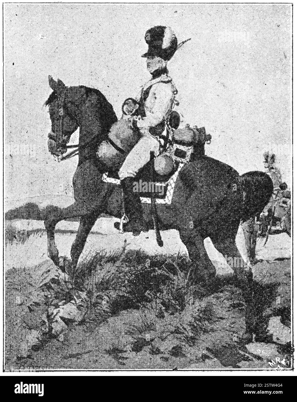 Dragoons bavarois (1804). Illustration du 19e siècle. Allemagne. Arrière-plan blanc. Banque D'Images