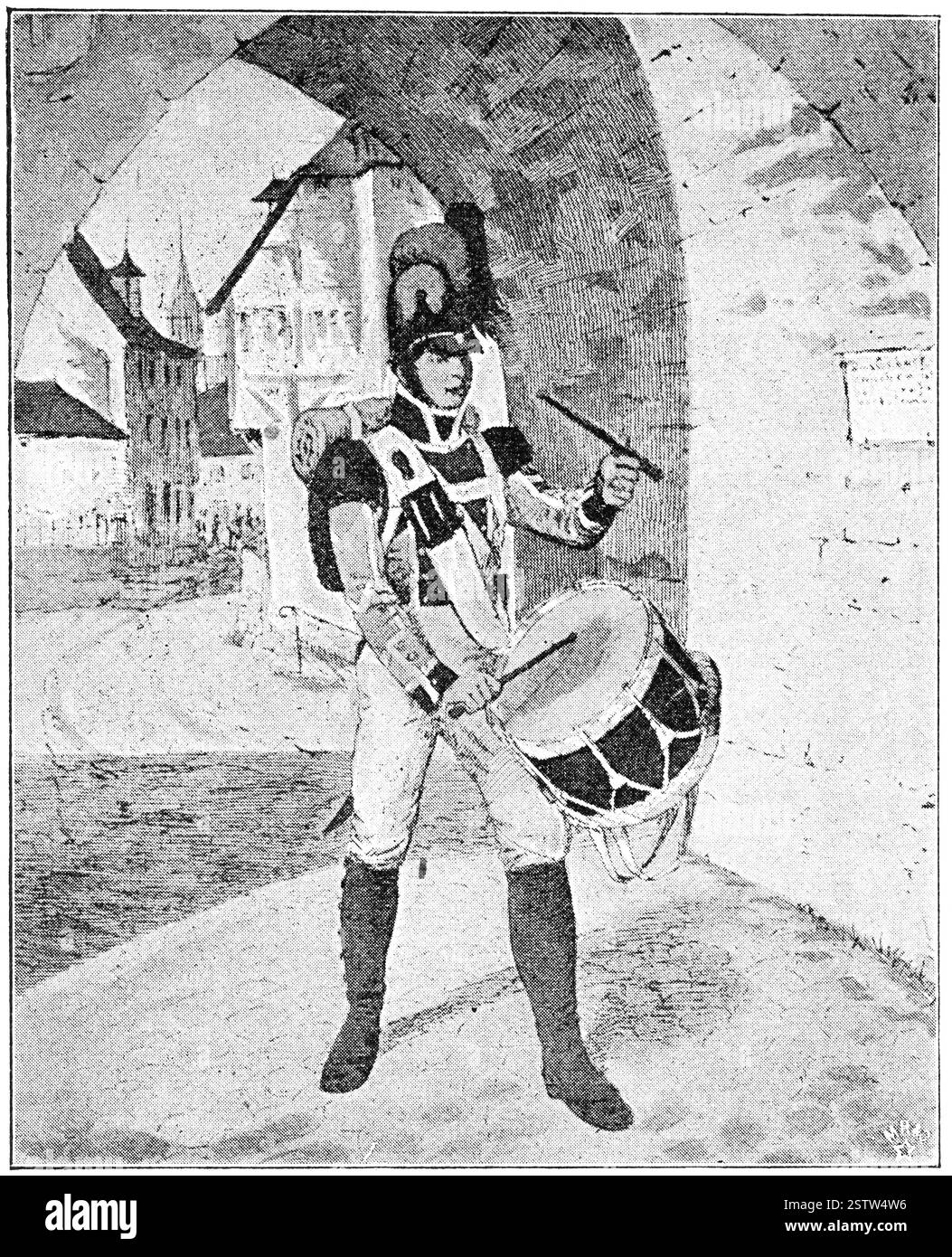 Batteur bavarois (1809). Illustration du 19e siècle. Allemagne. Arrière-plan blanc. Banque D'Images