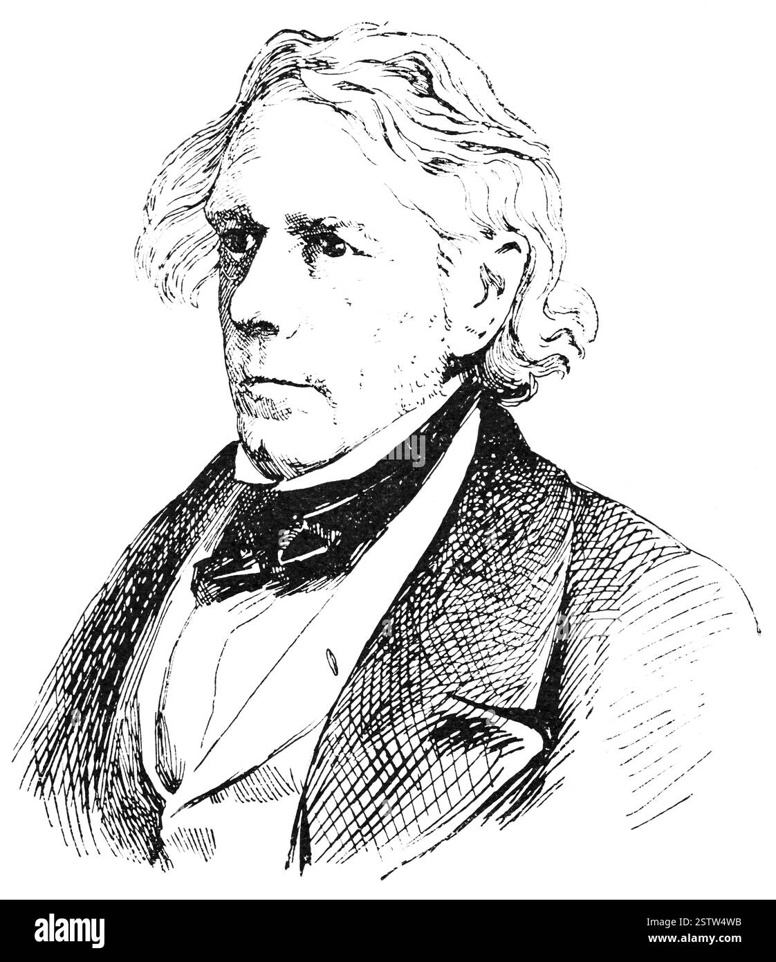 Portrait de Victor cousin - un philosophe français. Illustration du XIXe siècle. Allemagne. Banque D'Images