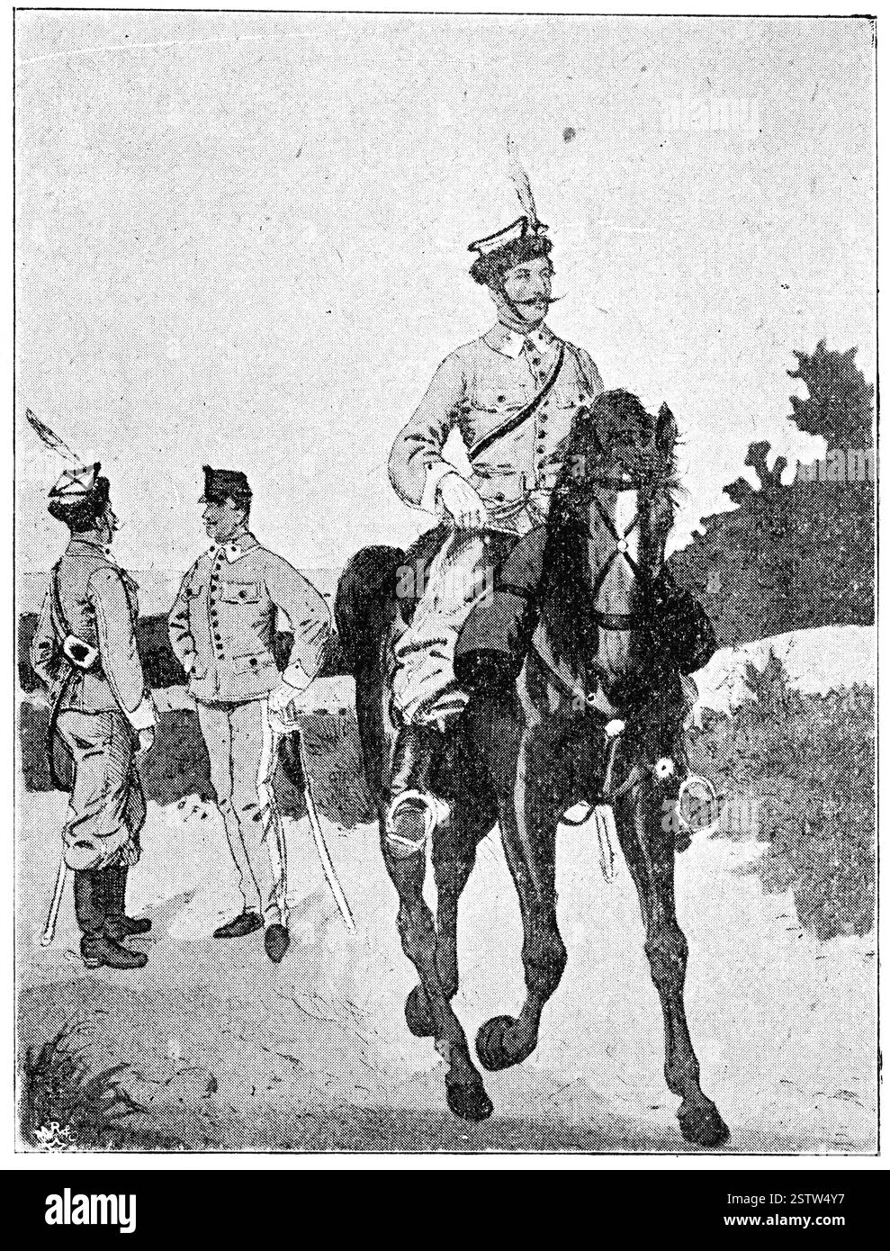 Volontaires austro-hongrois (1866). Illustration du 19e siècle. Allemagne. Arrière-plan blanc. Banque D'Images