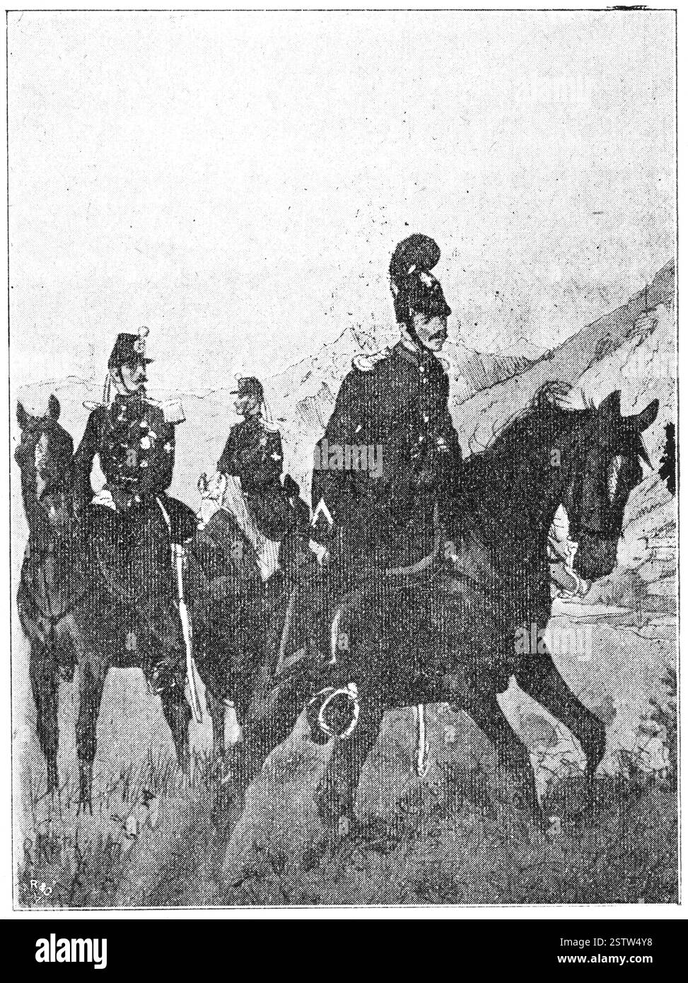 Milices suisses (1862). Illustration du 19e siècle. Allemagne. Arrière-plan blanc. Banque D'Images