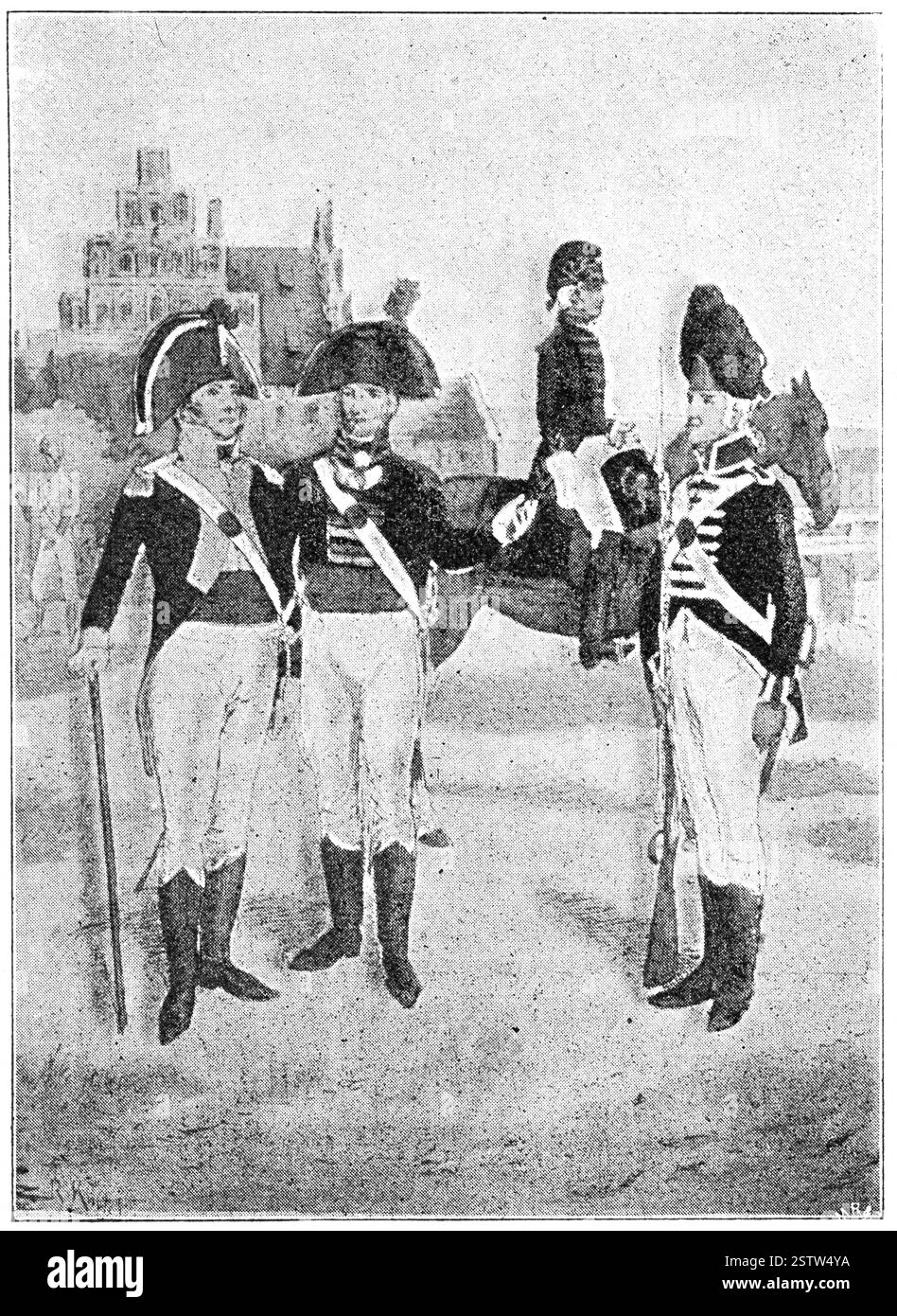 Troupes hanoveriennes (1802). Illustration du 19e siècle. Allemagne. Arrière-plan blanc. Banque D'Images