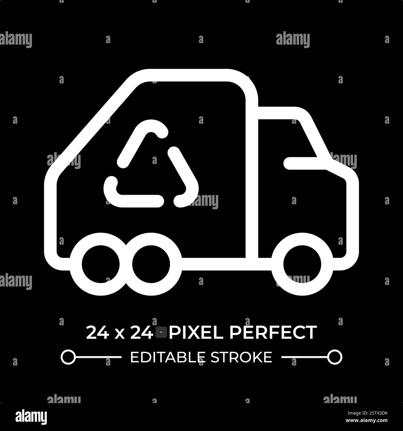 Icône d'interface utilisateur de ligne de camion poubelle isolée sur noir Illustration de Vecteur