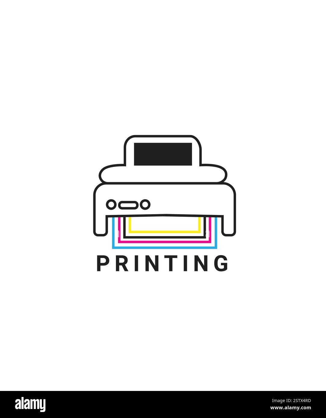 Conception de logo d'impression numérique, logo de magasin d'impression, conception de logo de machine d'impression Illustration de Vecteur