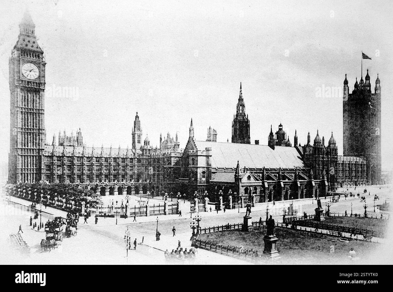 La Tour de l'horloge et les chambres du Parlement, Londres, Angleterre. Éditeur inconnu, 1903. D'une carte postale originale. Banque D'Images