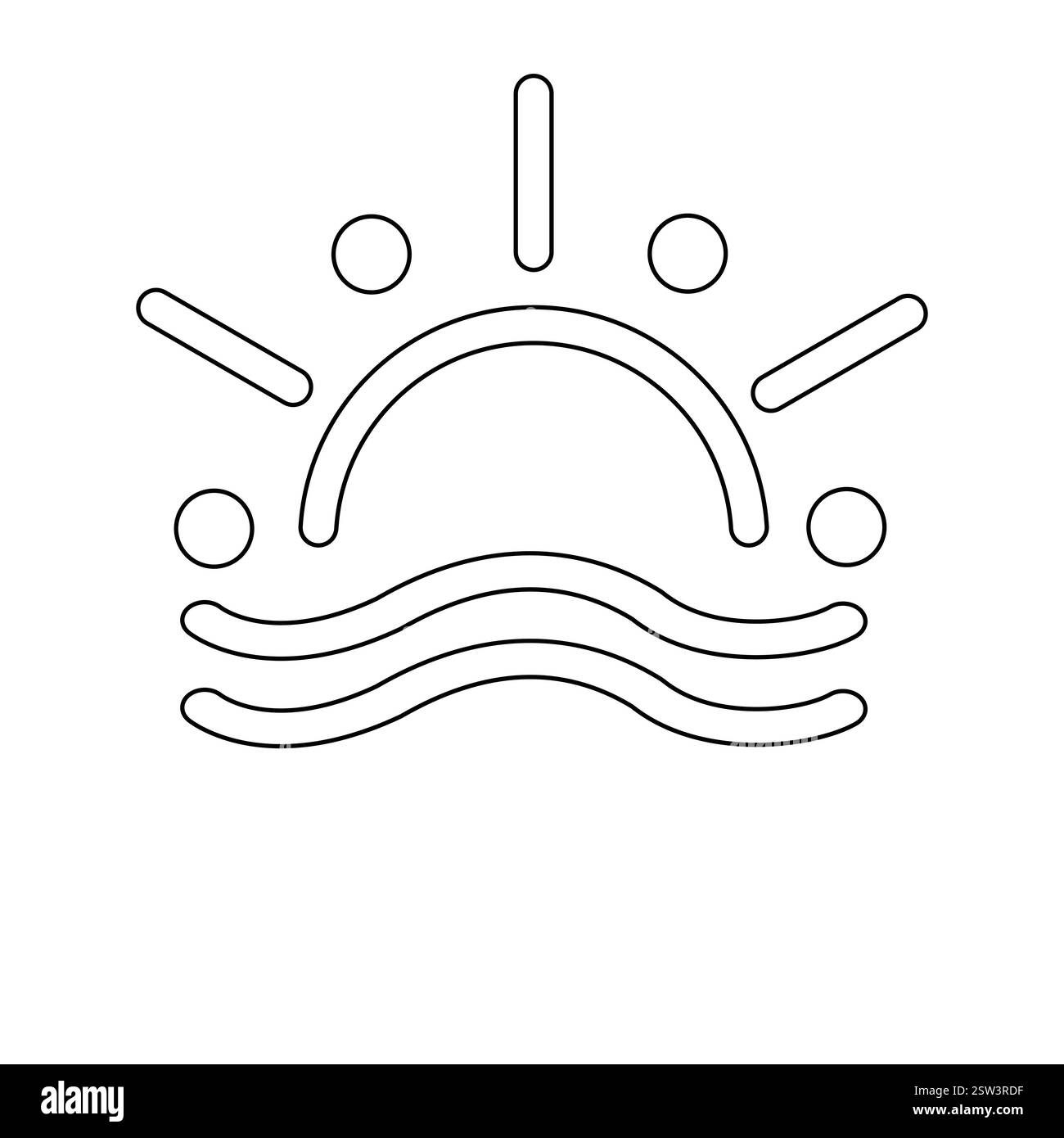 Coucher de soleil continu dessin d'art d'une ligne avec illustration vectorielle de contour et design minimaliste. Illustration de Vecteur