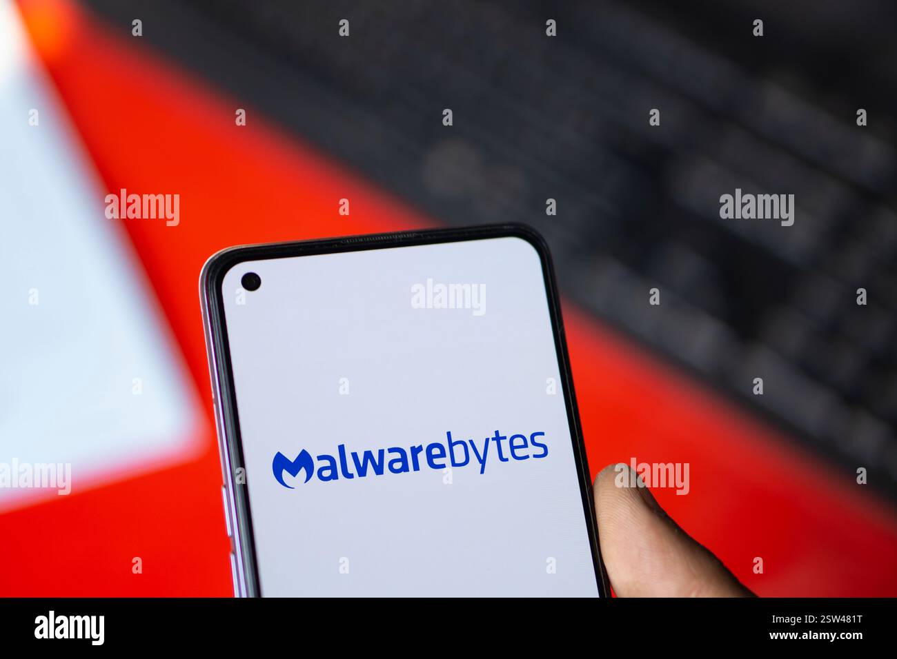 Dhaka, Bangladesh- le logo Malwarebytes est affiché sur le smartphone. Banque D'Images