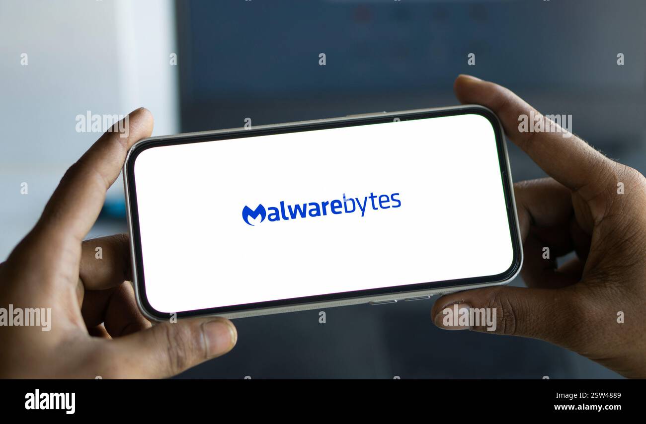 Dhaka, Bangladesh- le logo Malwarebytes est affiché sur le smartphone. Banque D'Images