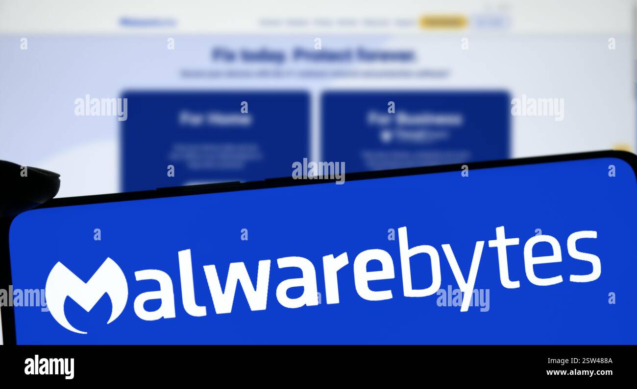 Dhaka, Bangladesh- le logo Malwarebytes est affiché sur le smartphone. Banque D'Images