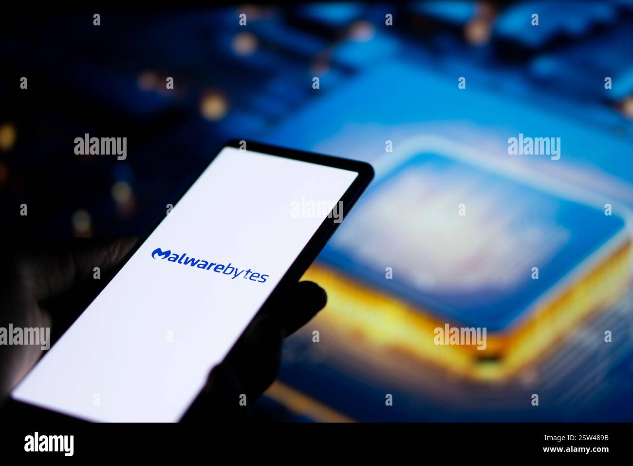 Dhaka, Bangladesh- le logo Malwarebytes est affiché sur le smartphone. Banque D'Images