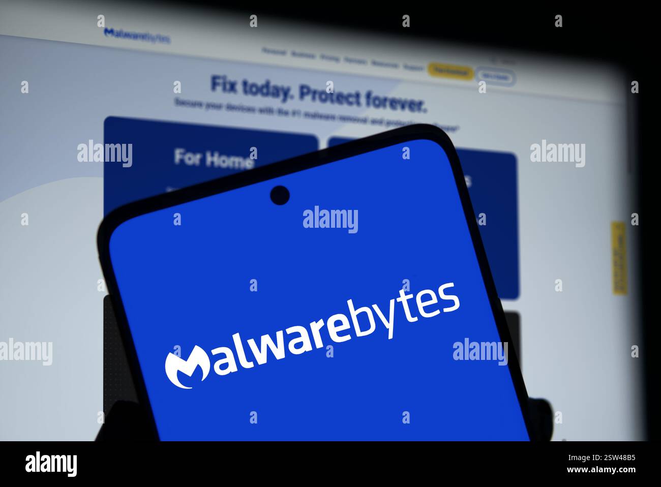 Dhaka, Bangladesh- le logo Malwarebytes est affiché sur le smartphone. Banque D'Images
