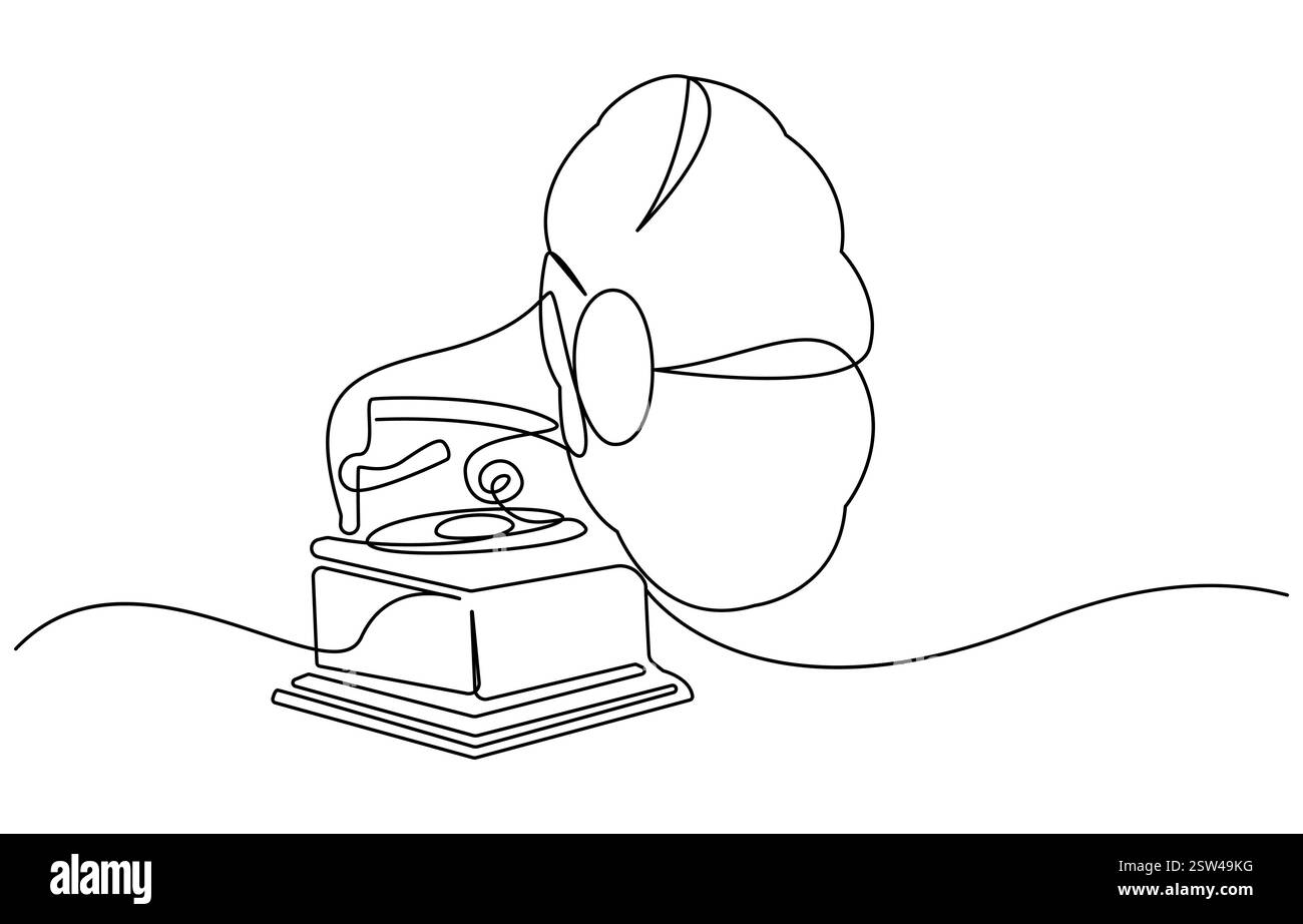 Dessin d'art d'une ligne de gramophone Illustration de Vecteur