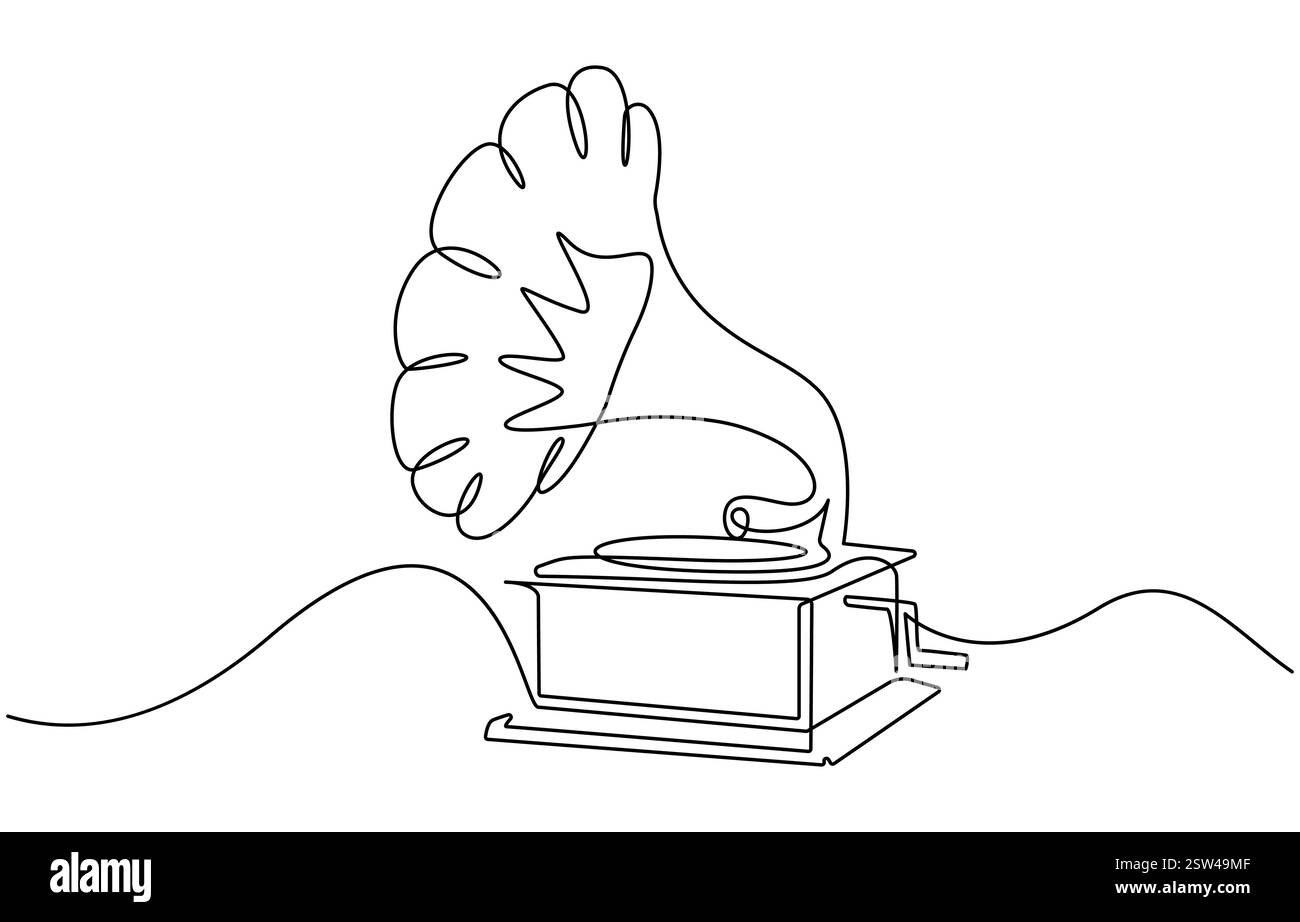 Dessin d'art d'une ligne de gramophone Illustration de Vecteur