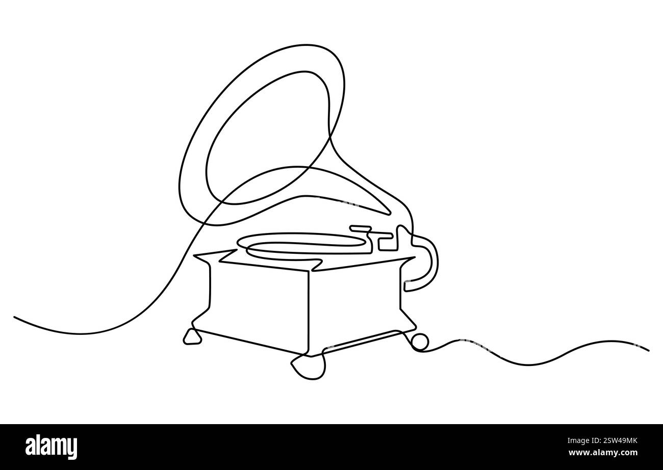 Dessin d'art d'une ligne de gramophone Illustration de Vecteur