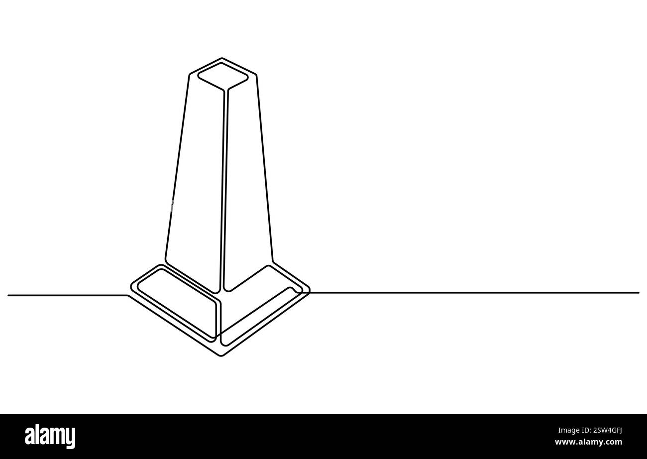 Cône de trafic de conception d'illustration vectorielle de ligne continue, illustration vectorielle de dessin de ligne continue de cône de route, signe de sécurité de cône de trafic Illustration de Vecteur