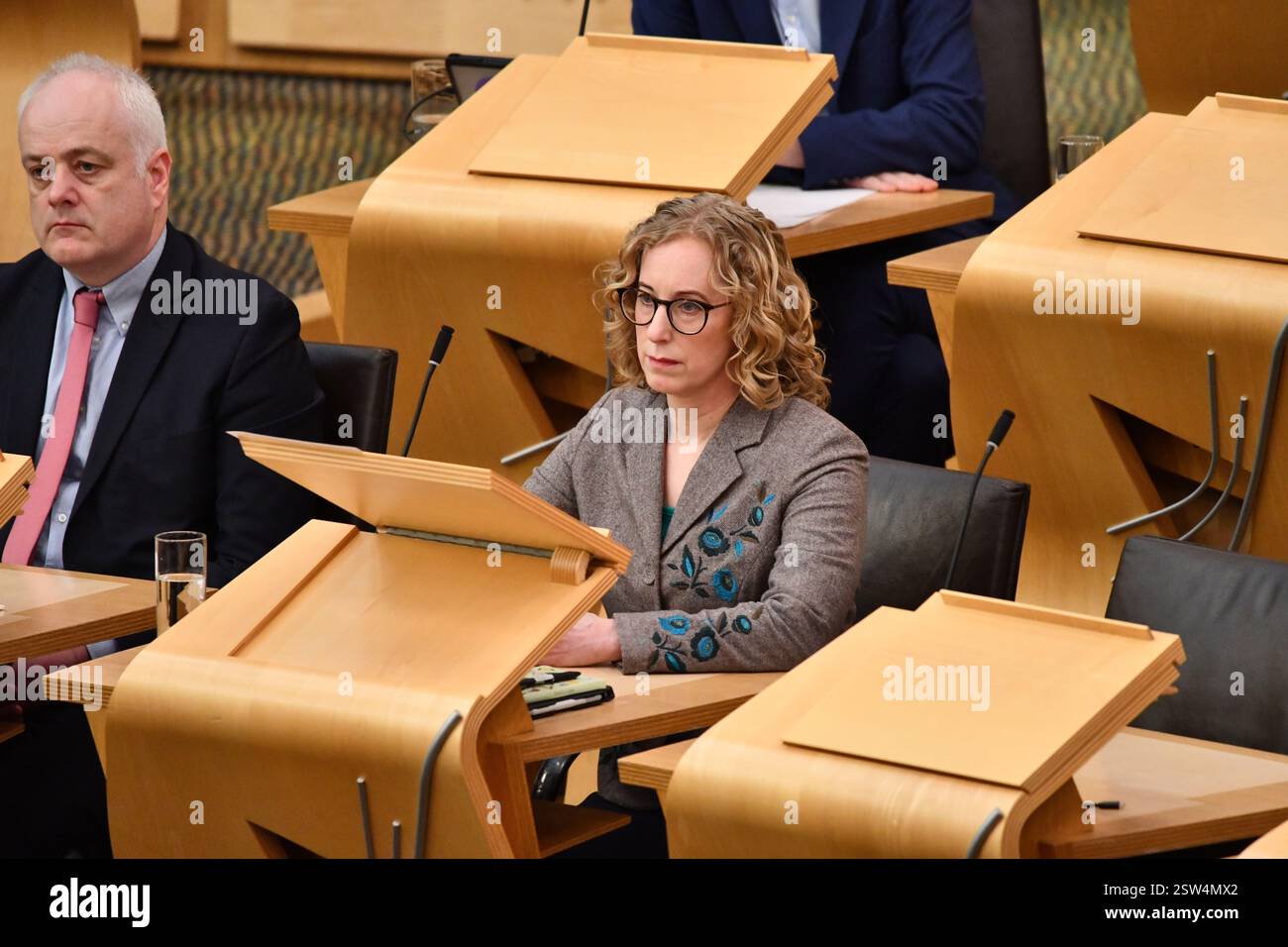 Édimbourg, Écosse, Royaume-Uni. 20 février 2025. PHOTO : Lorna Slater députée, co-chef du Parti vert écossais. Session hebdomadaire des premiers ministres questions à l'intérieur de la chambre et des couloirs à Holyrood au Parlement écossais. Crédit : Colin d Fisher crédit : Colin Fisher/Alamy Live News Banque D'Images