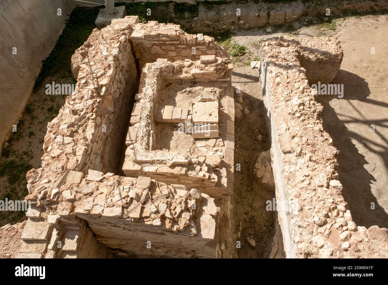 Les latrines de la Villa romaine de Fuente Alamo, Puente Genil, Andalousie, Espagne. Banque D'Images
