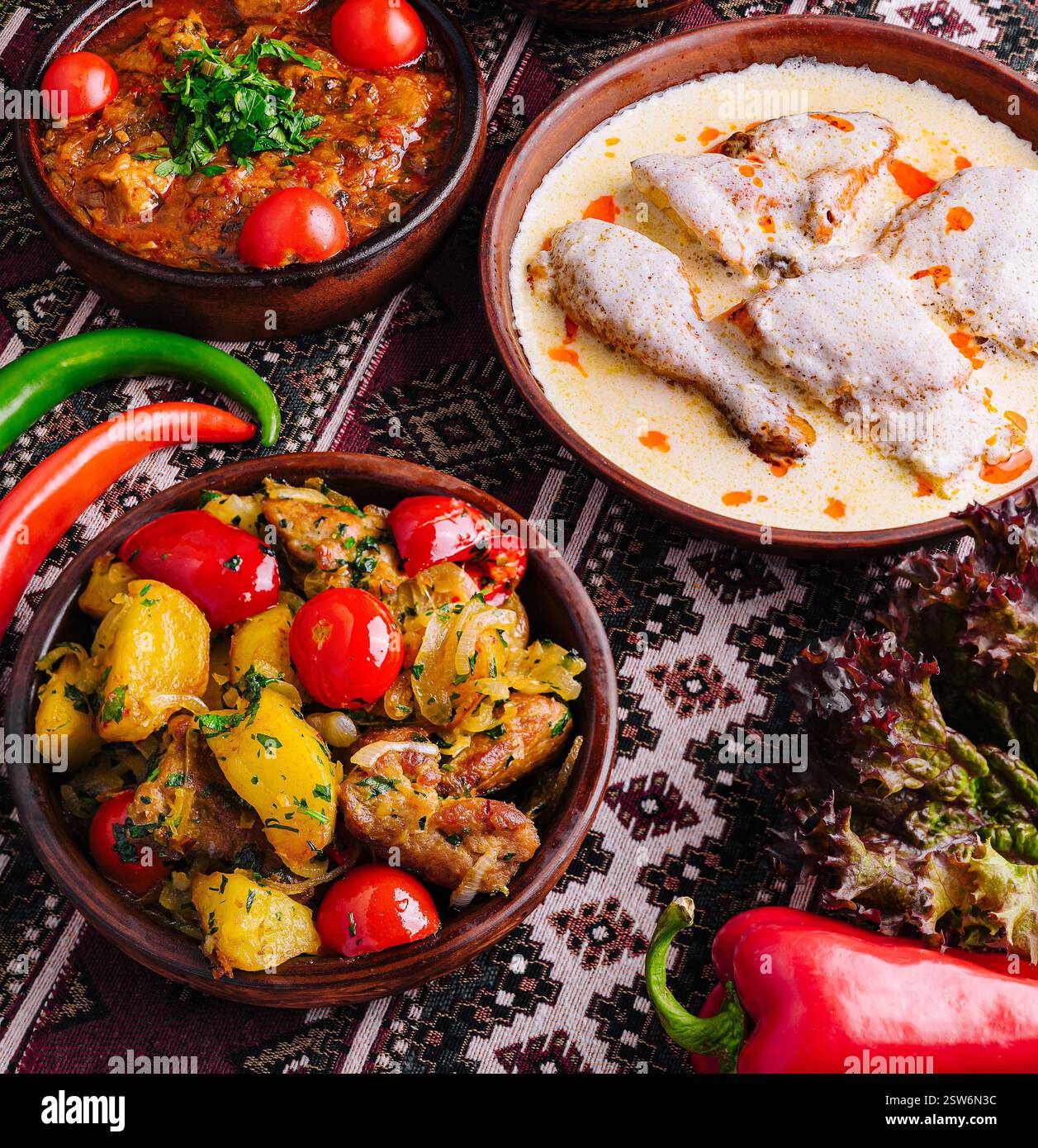 Assortiment de plats traditionnels d'europe orientale Banque D'Images