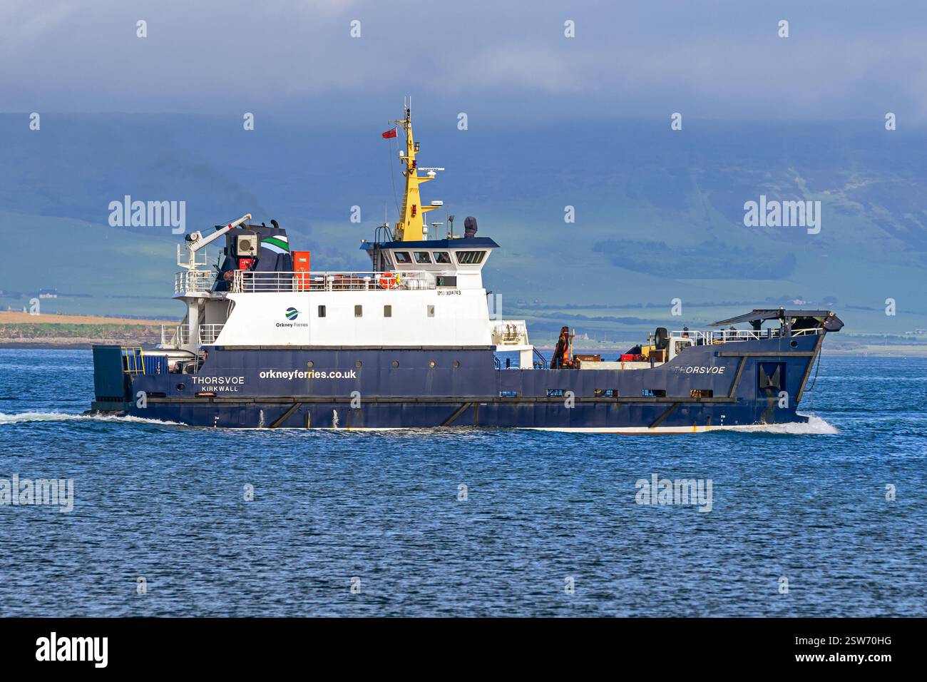 Thorsvoe, un ferry inter-îles pour voitures et passagers exploité par Orkney Ferries. Banque D'Images