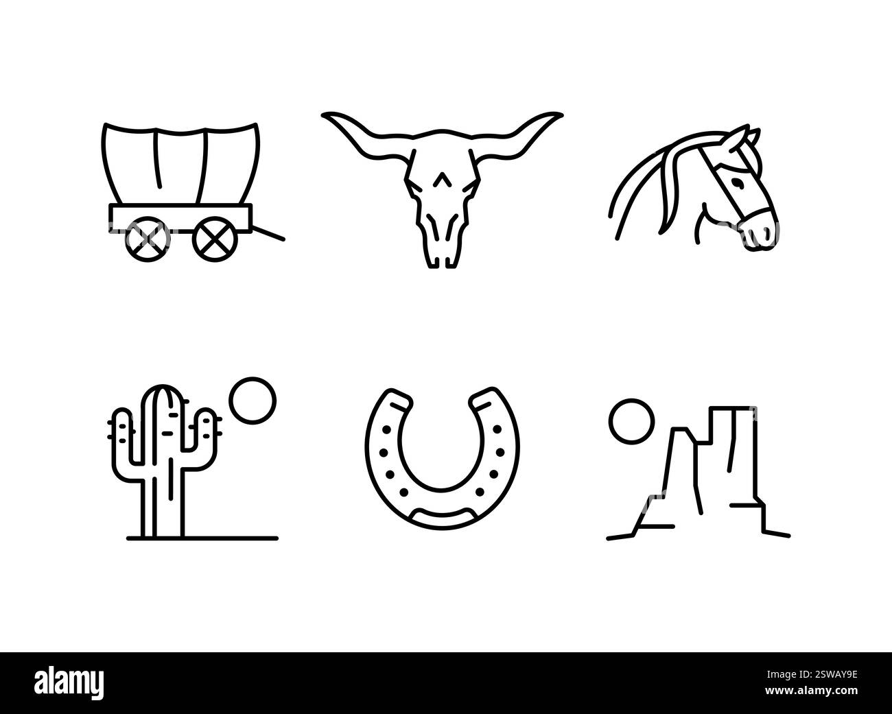 Jeu d'icônes désert sauvage Illustration de Vecteur