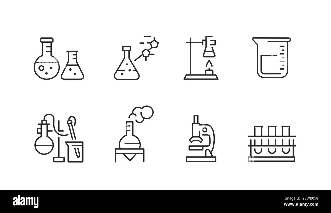 Ensemble d'icônes de laboratoire de chimie Illustration de Vecteur