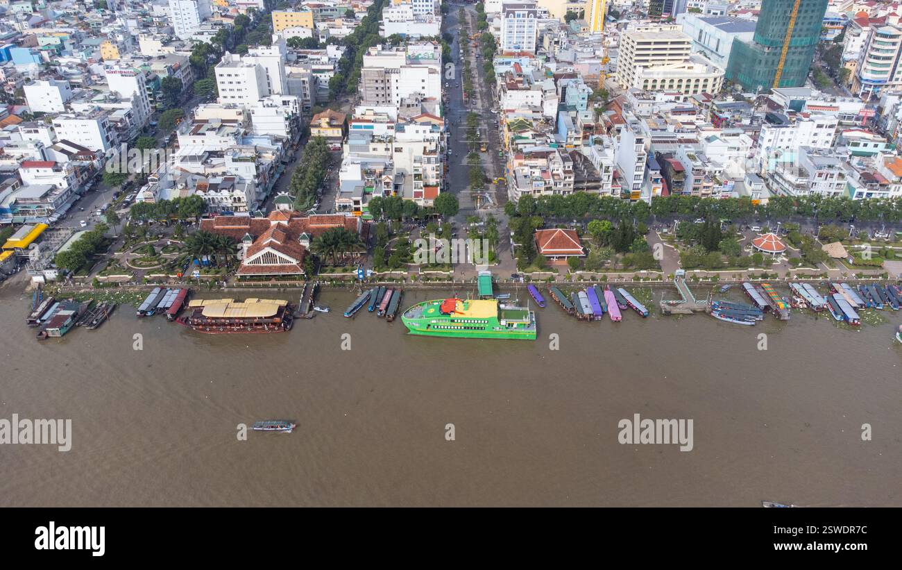 Marché de Can Tho, marina et quais, Can Tho, Vietnam Banque D'Images