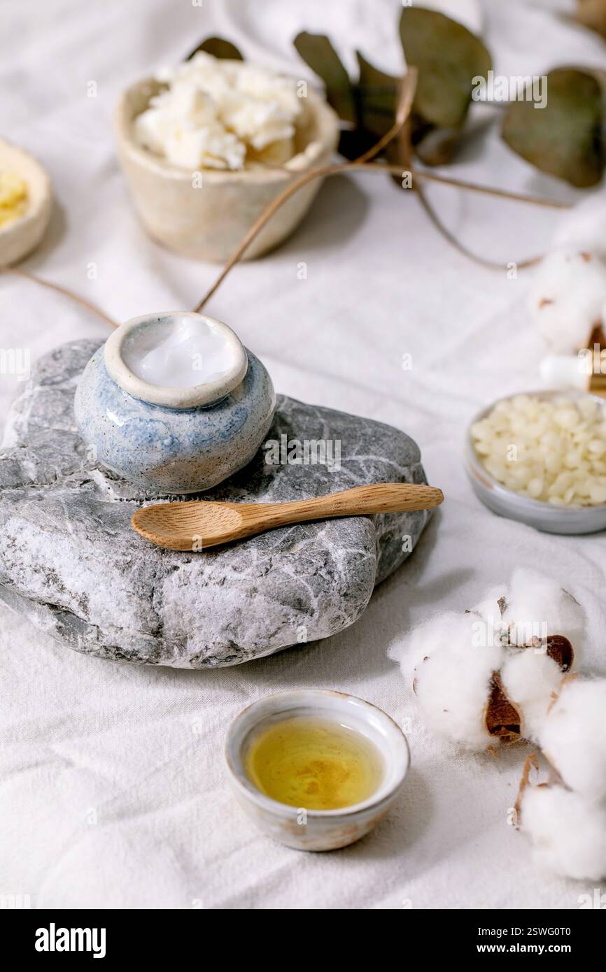 Ingrédients pour fait maison cosmétique naturelle Banque D'Images