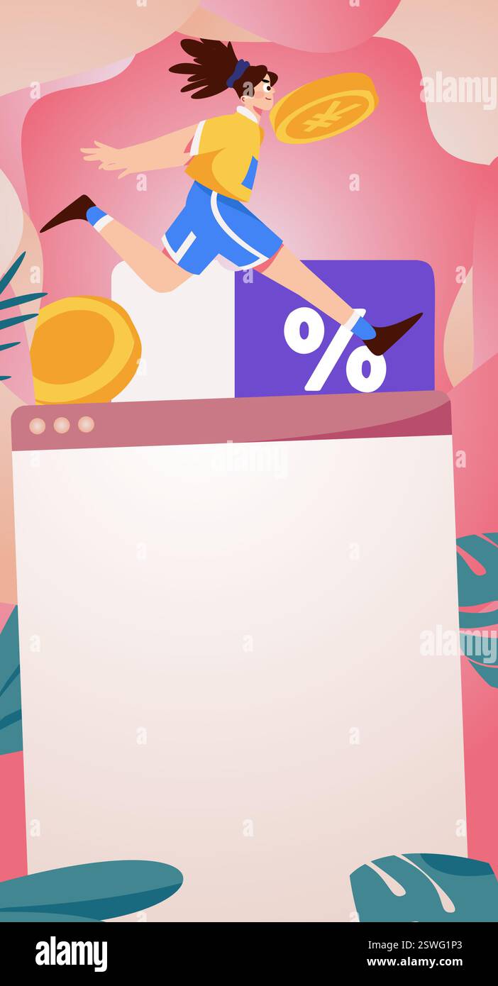 Achat en ligne e-commerce coupon concept de vecteur plat opération illustration dessinée à la main Illustration de Vecteur