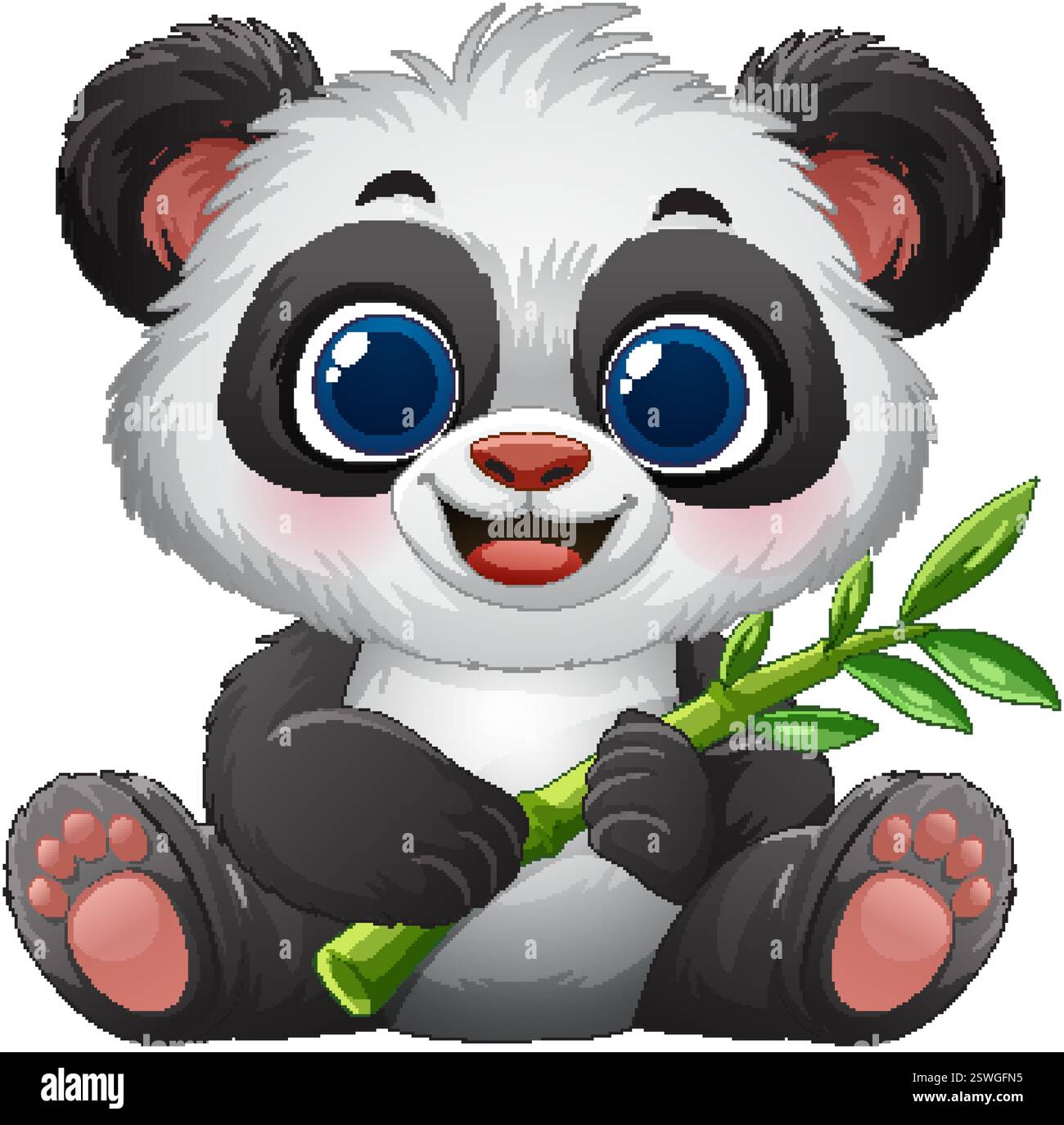 Adorable panda avec bambou, symbolisant l'innocence et la nature Illustration de Vecteur