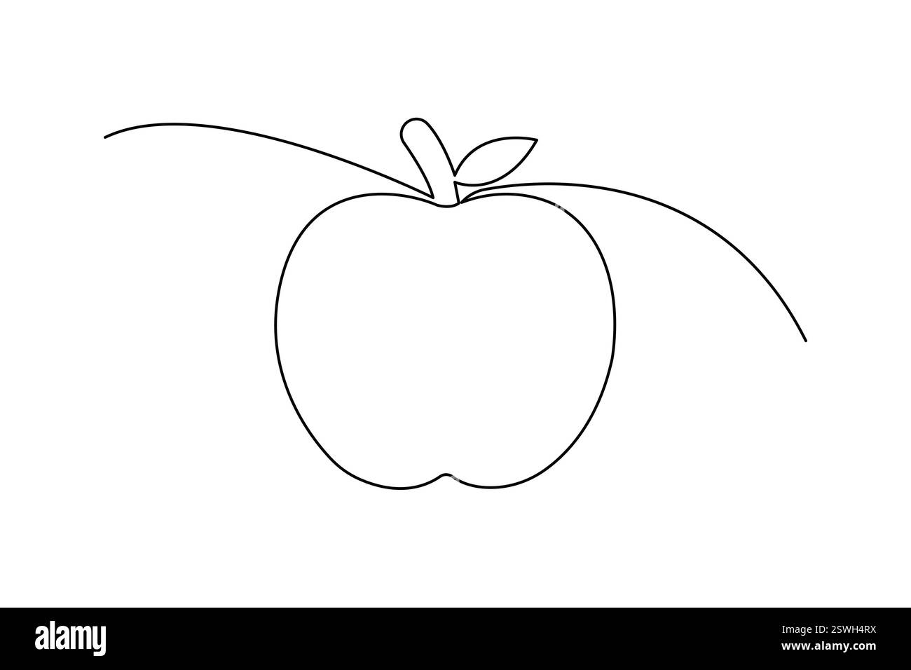 Dessin continu d'une ligne Apple de contour de fruit icône de vecteur isolé Illustration de Vecteur