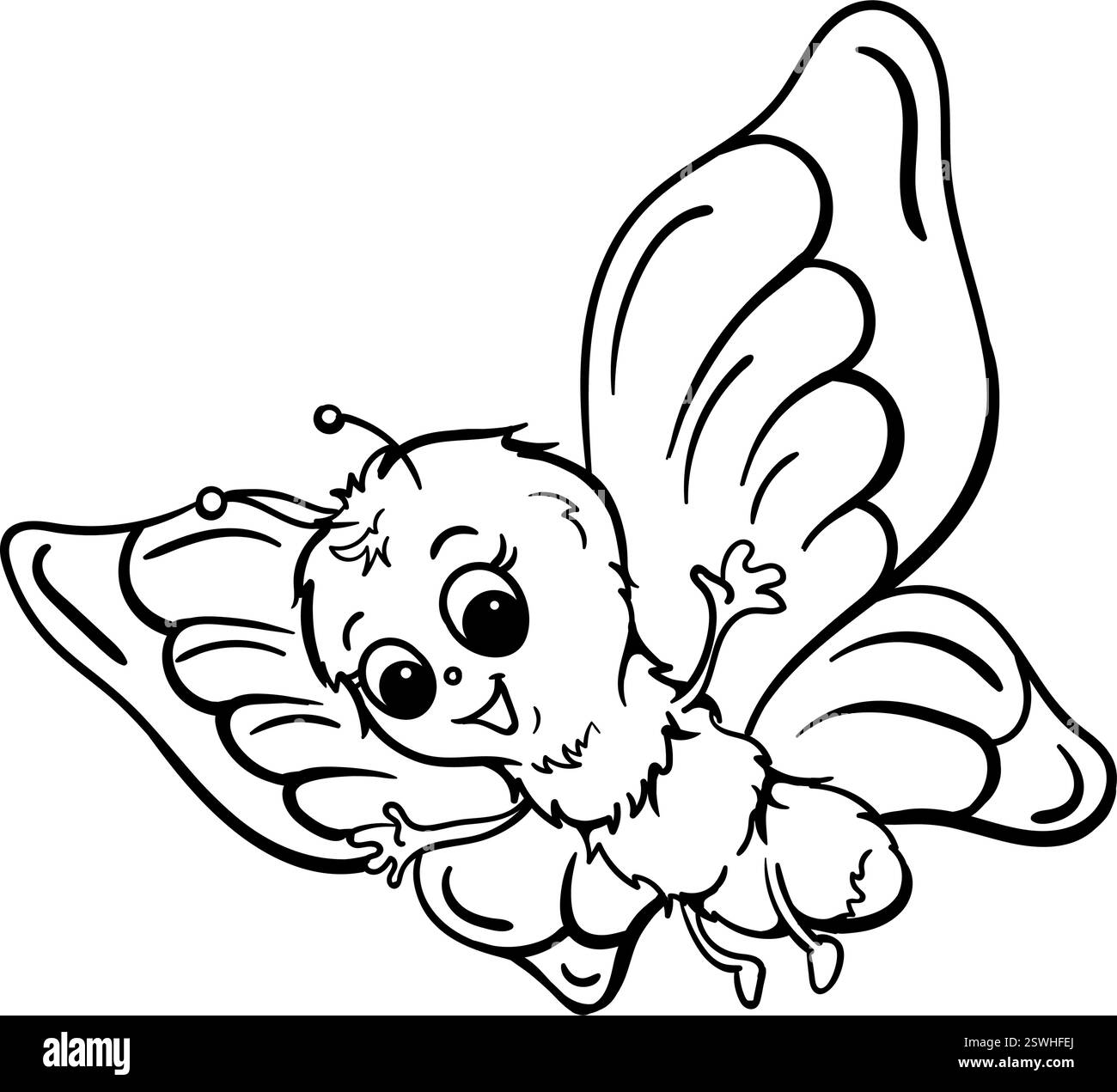 Joli papillon. Illustration vectorielle noir et blanc pour livre de coloriage pour enfants Illustration de Vecteur