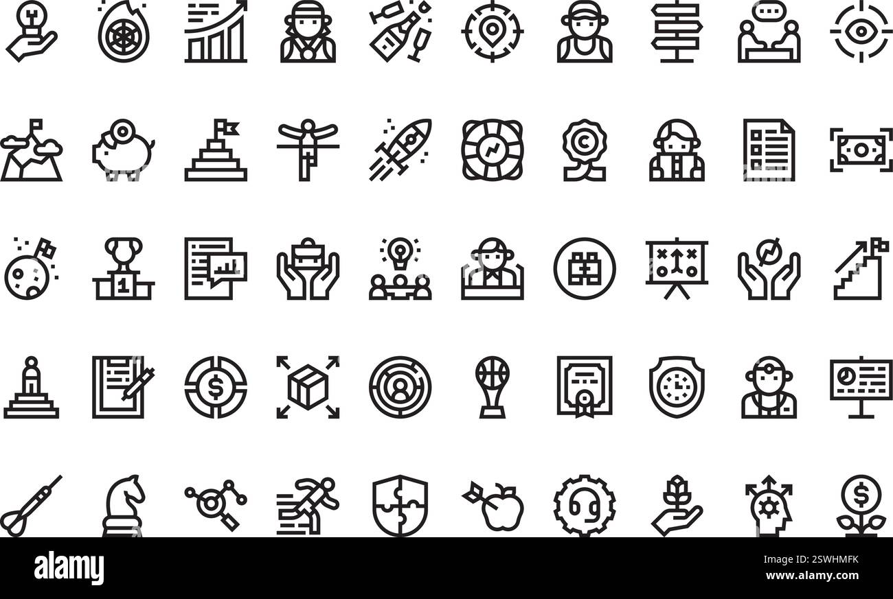 Icônes de définition d'objectifs Collection d'icônes vectorielles de haute qualité avec contour modifiable. Idéal pour les projets professionnels et créatifs. Illustration de Vecteur