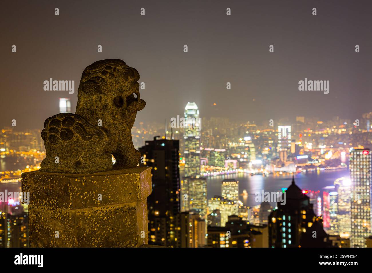 Vue de nuit depuis Victoria Peak, Hong Kong Banque D'Images