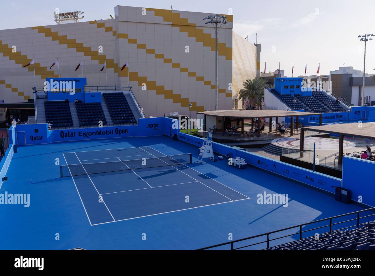 Vue générale du complexe international de tennis et de squash Khalifa lors du Qatar ExxonMobil Open 2025, ATP 500 Tennis ouvert le 21 février 2025 à Doha, Qatar Banque D'Images
