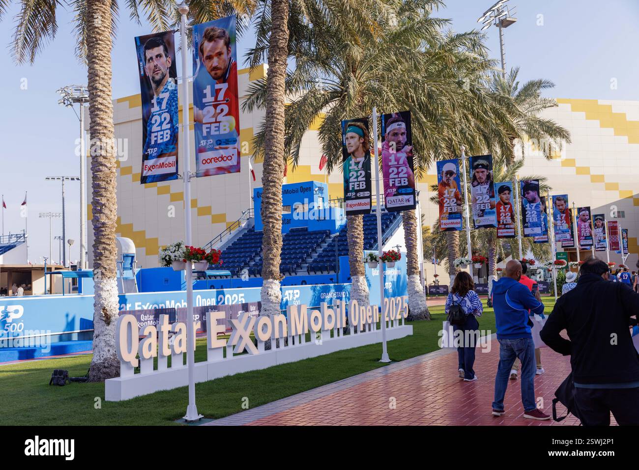Vue générale du complexe international de tennis et de squash Khalifa lors du Qatar ExxonMobil Open 2025, ATP 500 Tennis ouvert le 21 février 2025 à Doha, Qatar Banque D'Images
