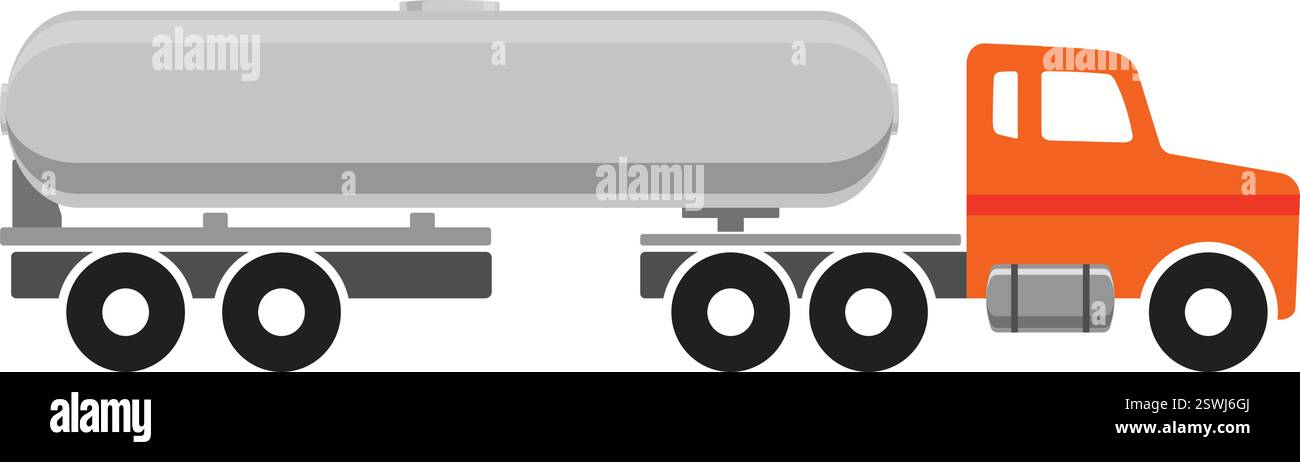 simple carburant de camion-citerne long nez articulé silhouette de vue latérale vecteur de symbole d'icône isolé sur fond transparent Illustration de Vecteur