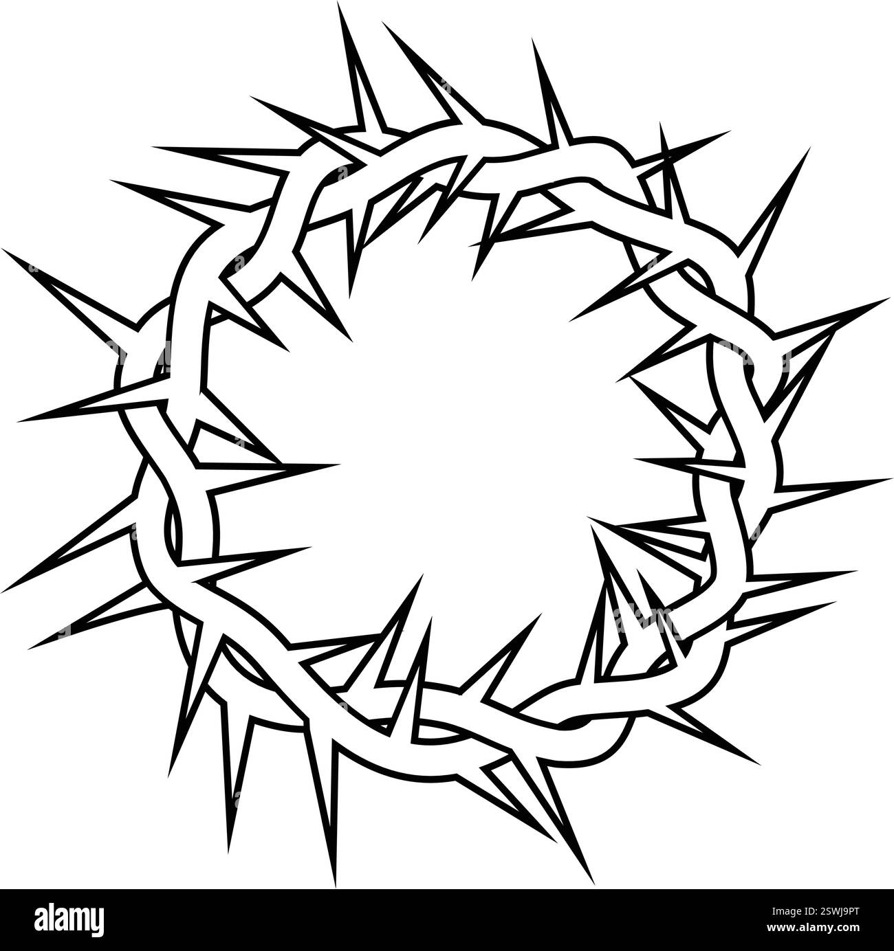 classique simple christian jésus couronne d'épines vectorielle de contour isolé sur fond transparent Illustration de Vecteur