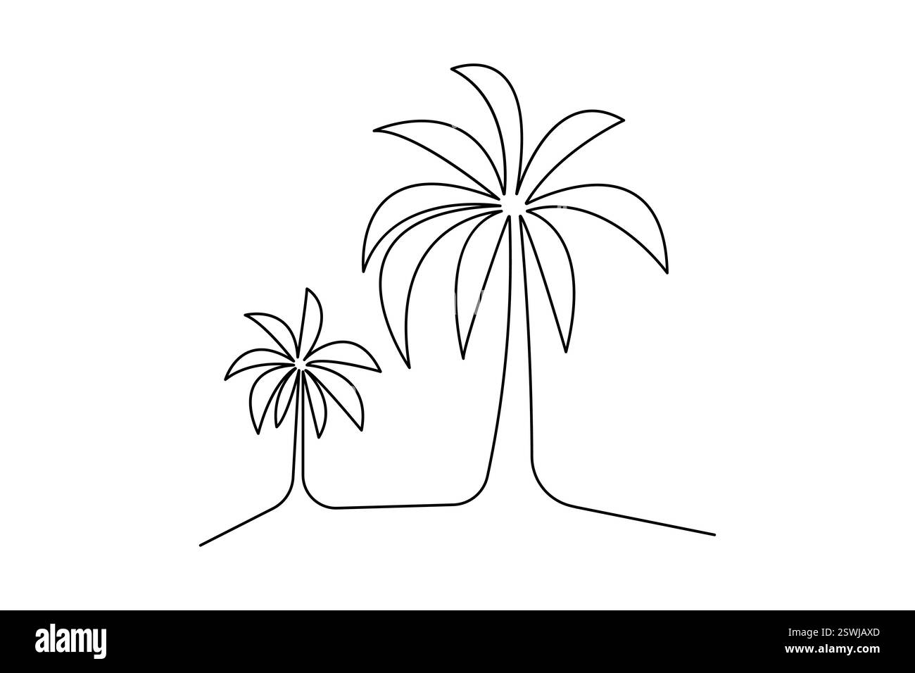 Art continu à une ligne d'arbre de palmier et illustration vectorielle de contour isolé Illustration de Vecteur