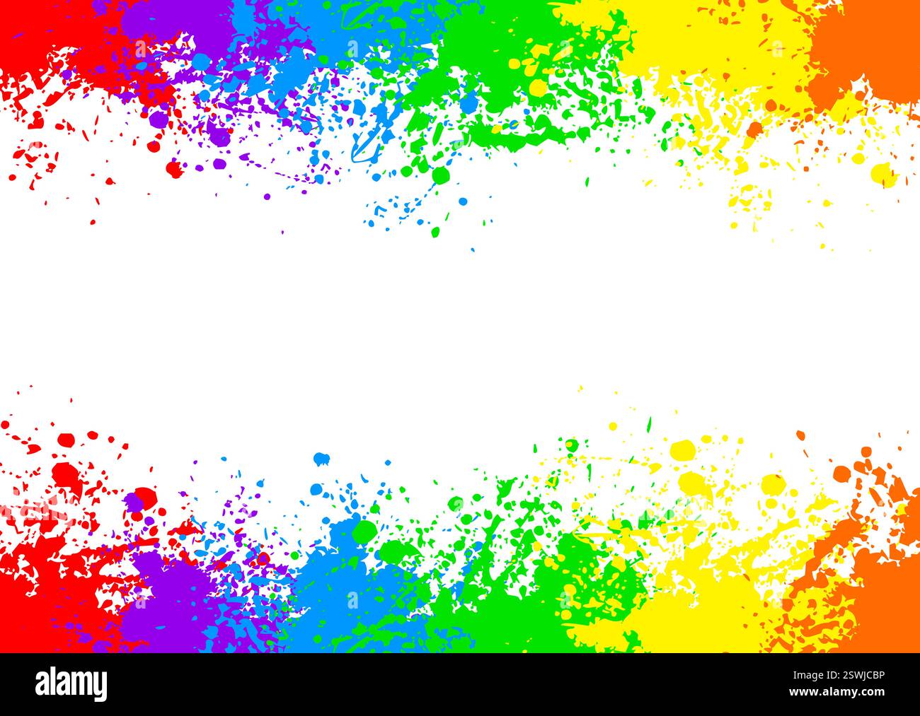 l'encre grungy détaillée ou la peinture éclaboussent des bordures de fond abstraites, vecteur arc-en-ciel coloré de plusieurs couleurs pour la carte de voeux Illustration de Vecteur