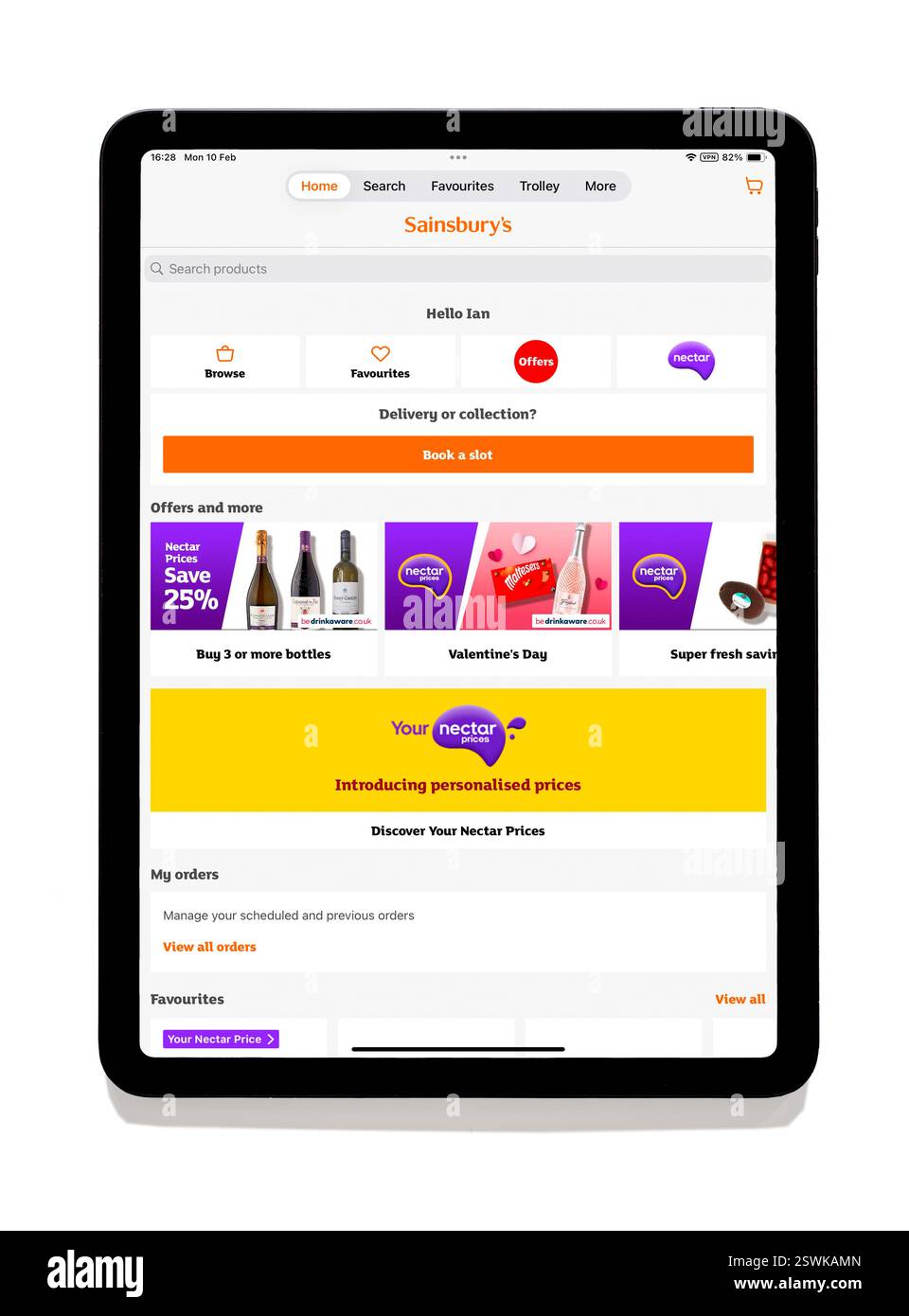L'application d'achat en ligne de Sainsbury sur iPad Banque D'Images