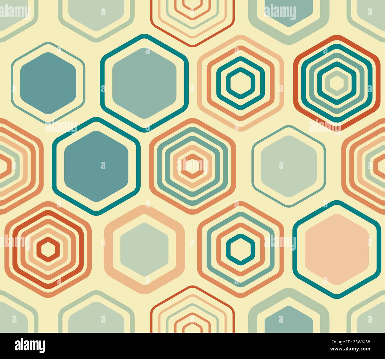 Fond avec motif hexagonal. Éléments géométriques de style et de couleur variés. Grands hexagones. Motif inclinable. Arrière-plan transparent. Illustration de Vecteur