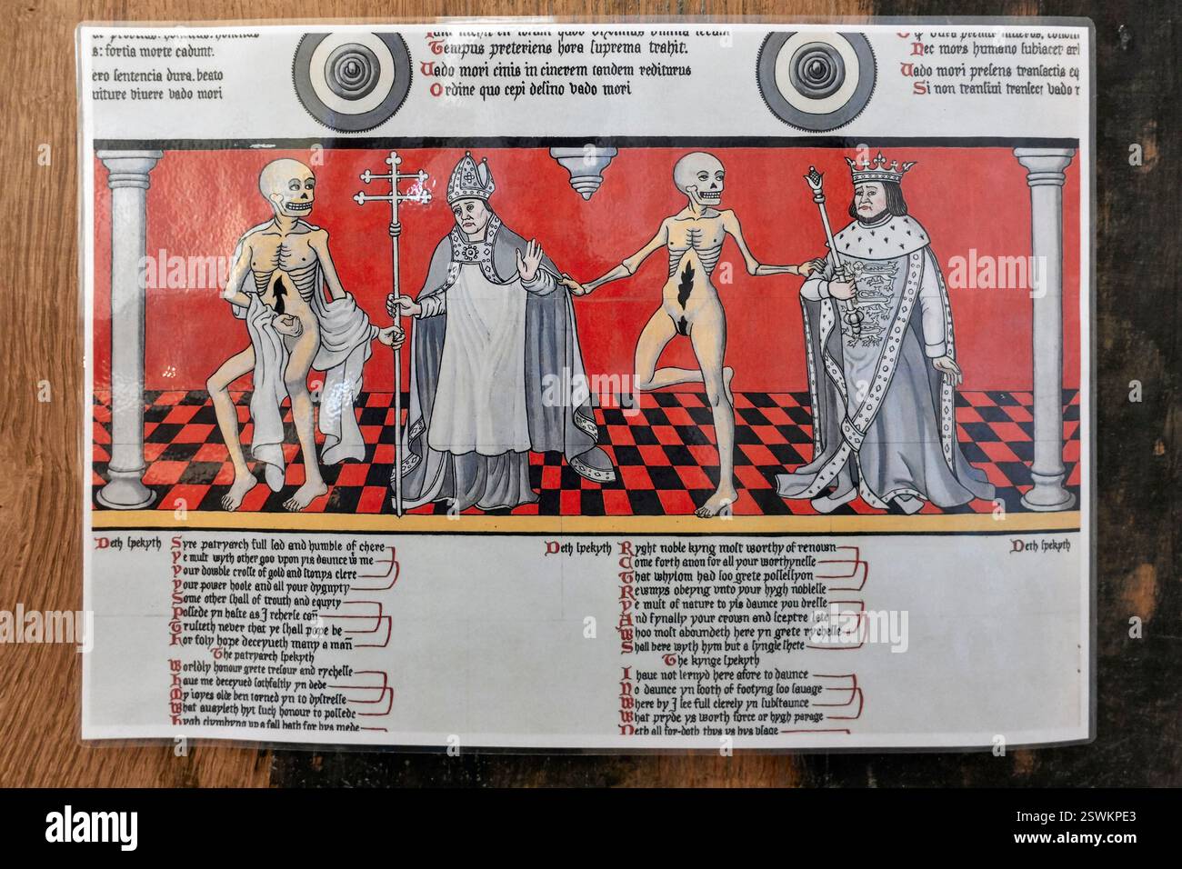 The Dance of Death illustration et art médiéval, basé sur la reconstruction de Wifrid Puddephat à la Guild Chapel, Stratford upon Avon, Angleterre, Royaume-Uni Banque D'Images