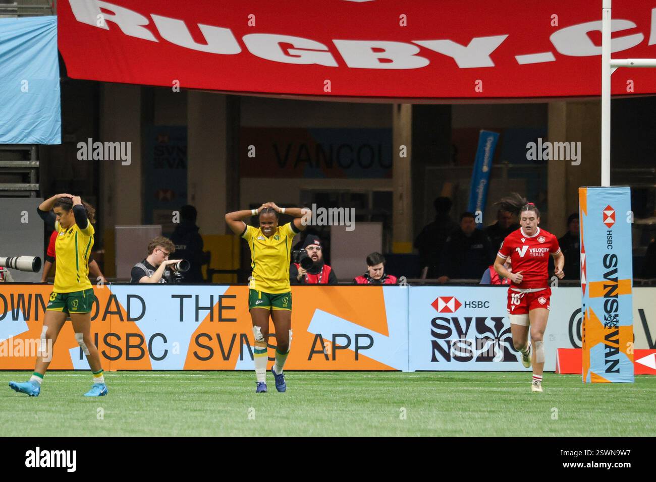 Vancouver, Vancouver, C.-B., Canada. 21 février 2025. Match de rugby féminin World Rugby Sevens Series entre le Canada et le Brésil au BC place Stadium de Vancouver, Canada, le 21 février 2025. (Photo de Tomaz Jr/Pximages) (crédit image : © Tomaz Jr/PX Imagens via ZUMA Press Wire) USAGE ÉDITORIAL SEULEMENT! Non destiné à UN USAGE commercial ! Banque D'Images