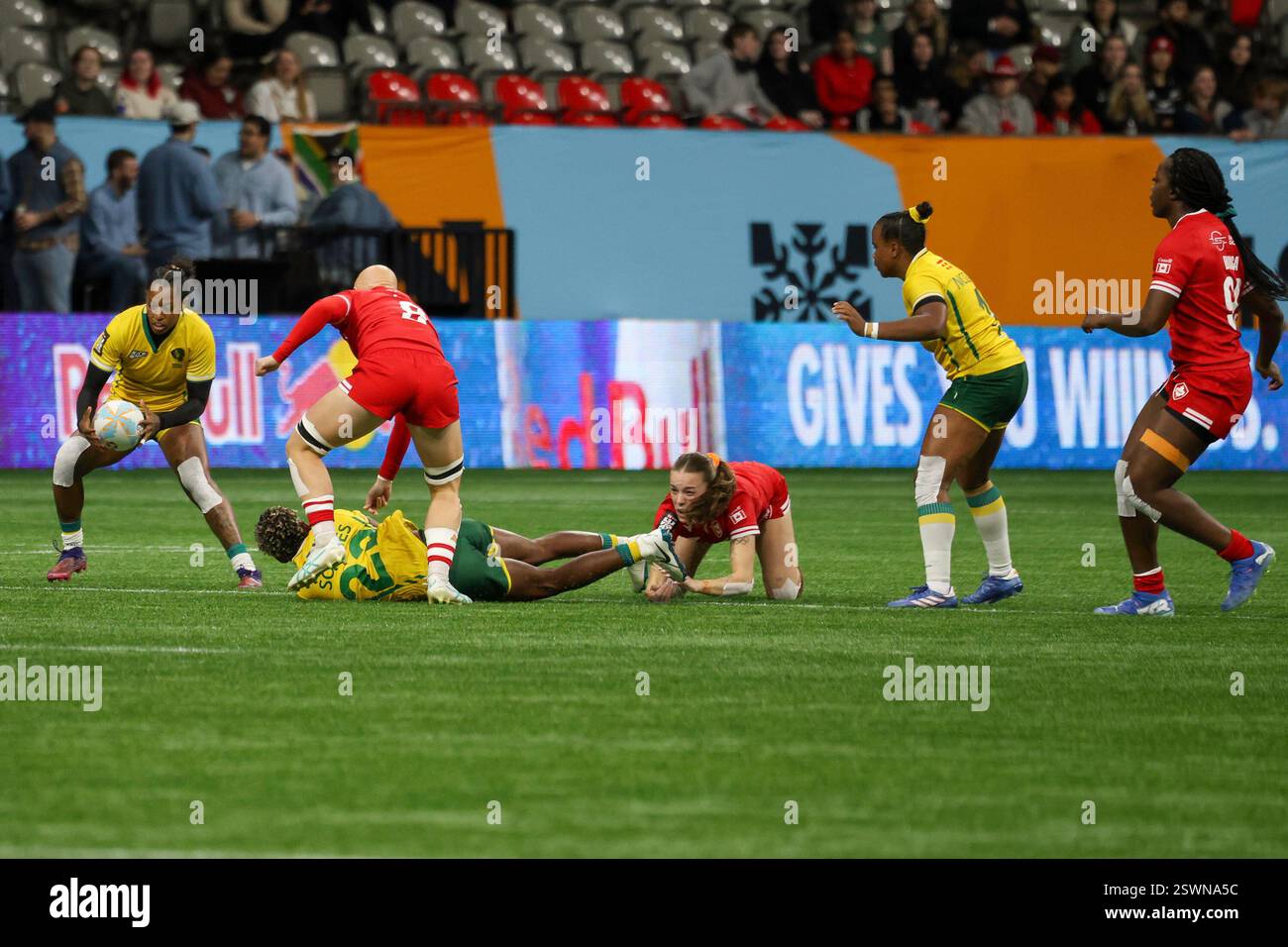 Vancouver, Vancouver, C.-B., Canada. 21 février 2025. Match de rugby féminin World Rugby Sevens Series entre le Canada et le Brésil au BC place Stadium de Vancouver, Canada, le 21 février 2025. (Photo de Tomaz Jr/Pximages) (crédit image : © Tomaz Jr/PX Imagens via ZUMA Press Wire) USAGE ÉDITORIAL SEULEMENT! Non destiné à UN USAGE commercial ! Banque D'Images