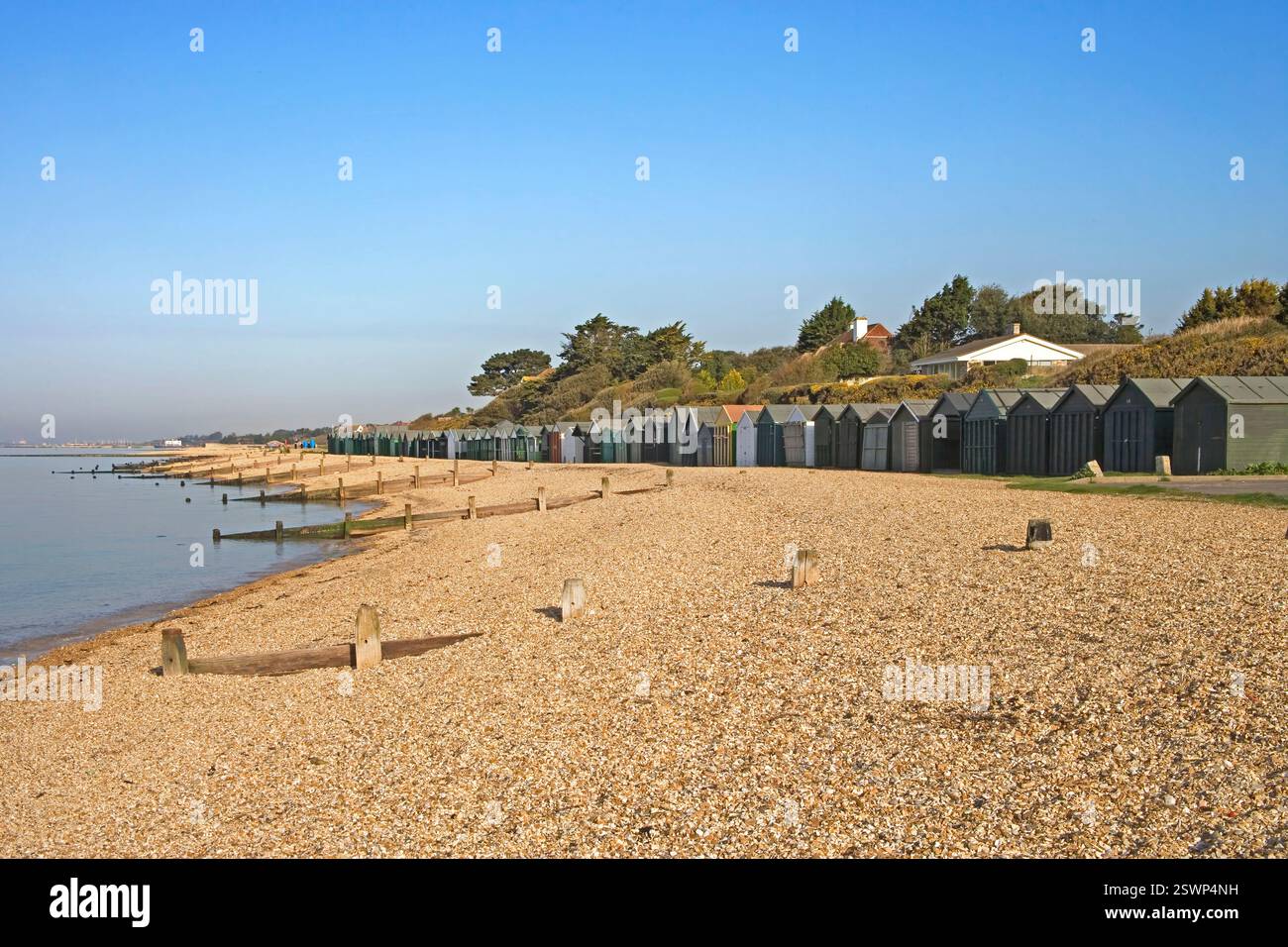 cabanes sur la plage à lee sur solent sur la côte du hampshire Banque D'Images