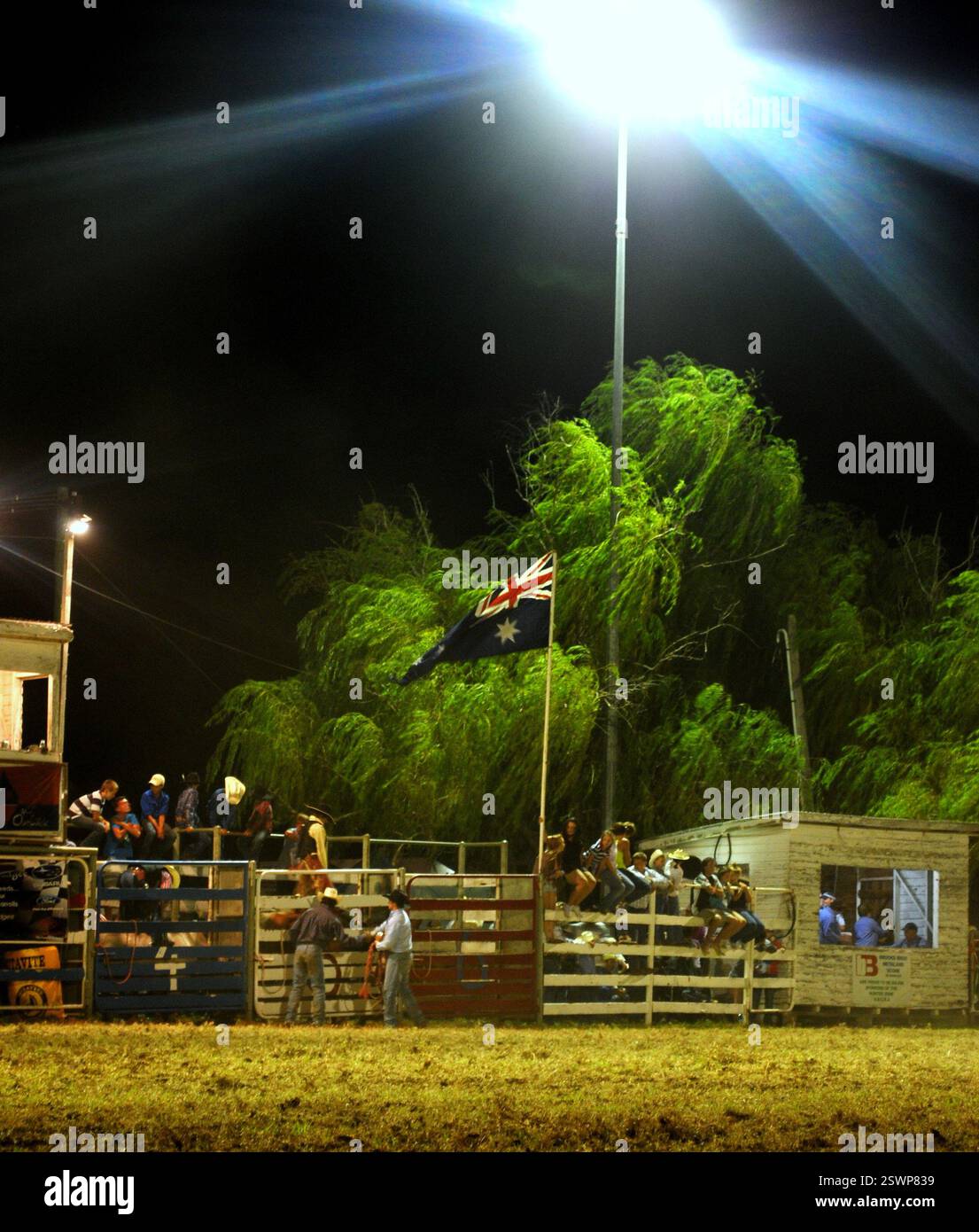 Drapeau australien lors d'un rodéo Banque D'Images