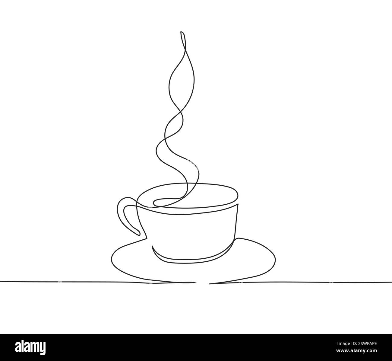 Dessin minimaliste au trait continu d'une tasse de café, représentant latte, cappuccino et espresso. Illustration de Vecteur