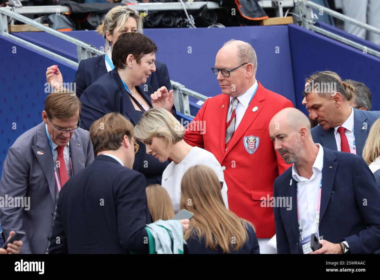 26 juillet 2024 - Paris, France : le Prince Albert II de Monaco et son épouse la Princesse Charlene (Charlene Wittstock) arrivent pour la cérémonie d'ouverture du Banque D'Images