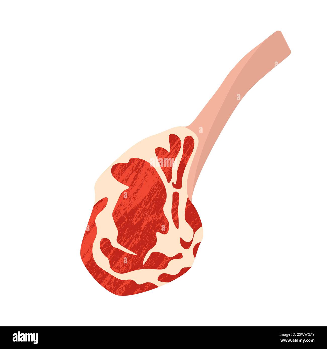 Steak de bœuf Tomahawk. Filet de viande rouge crue au barbecue pour le gril, filet d'aloyau plat de bande dessinée ribeye coupé menu de steakhouse, concept de restaurant de boucherie. Vecteur Illustration de Vecteur